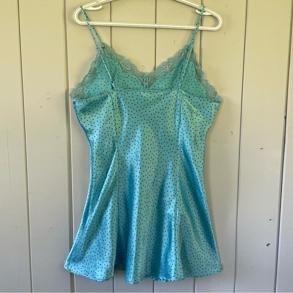 Vintage Secret Treasures Slip Dress Chemise Polka Dots Blue Size Medium - Picture 4 of 7